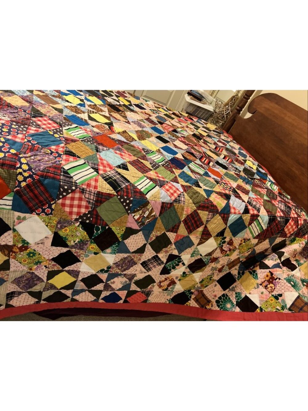 Antique/vtg Patchwork Quilt W/ Square Diamond Pattern 78” X 78 Beautiful!